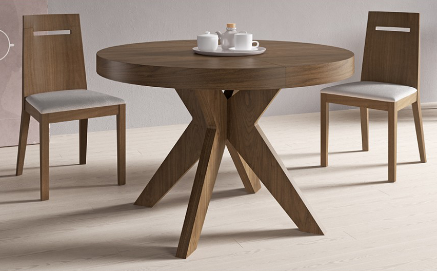 Mesa de comedor de madera circular moderna